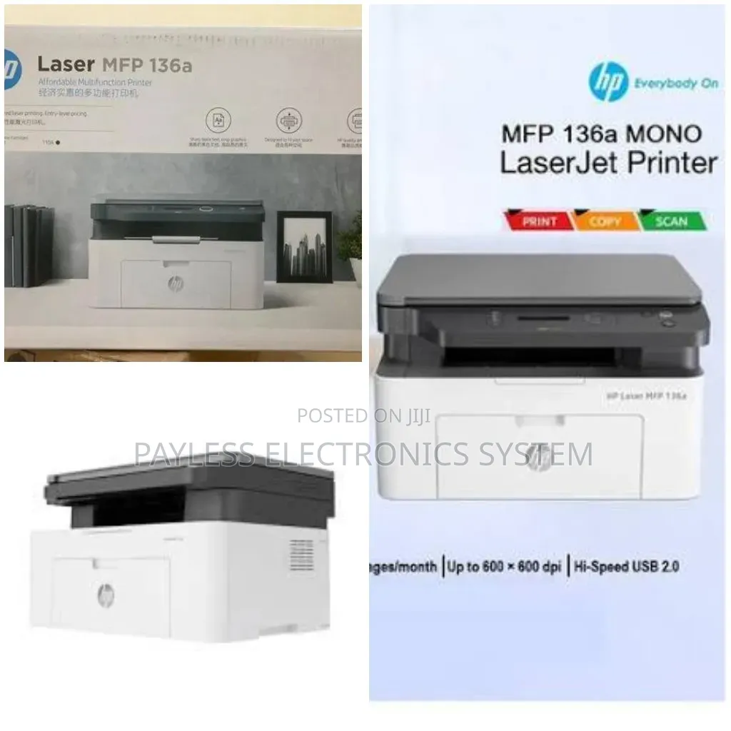 Hp Laserjet 136a Printer B/W Print Scan Copy / 110a Toner