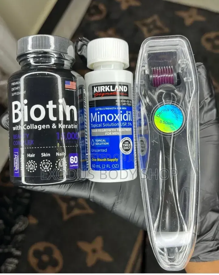 Biotin, Kirkland Minoxidil Derma Roller - Severe Baldness Treatment)