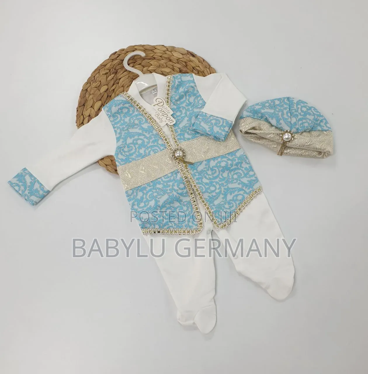 White and Gold Turkish Traditional Wear With Hat