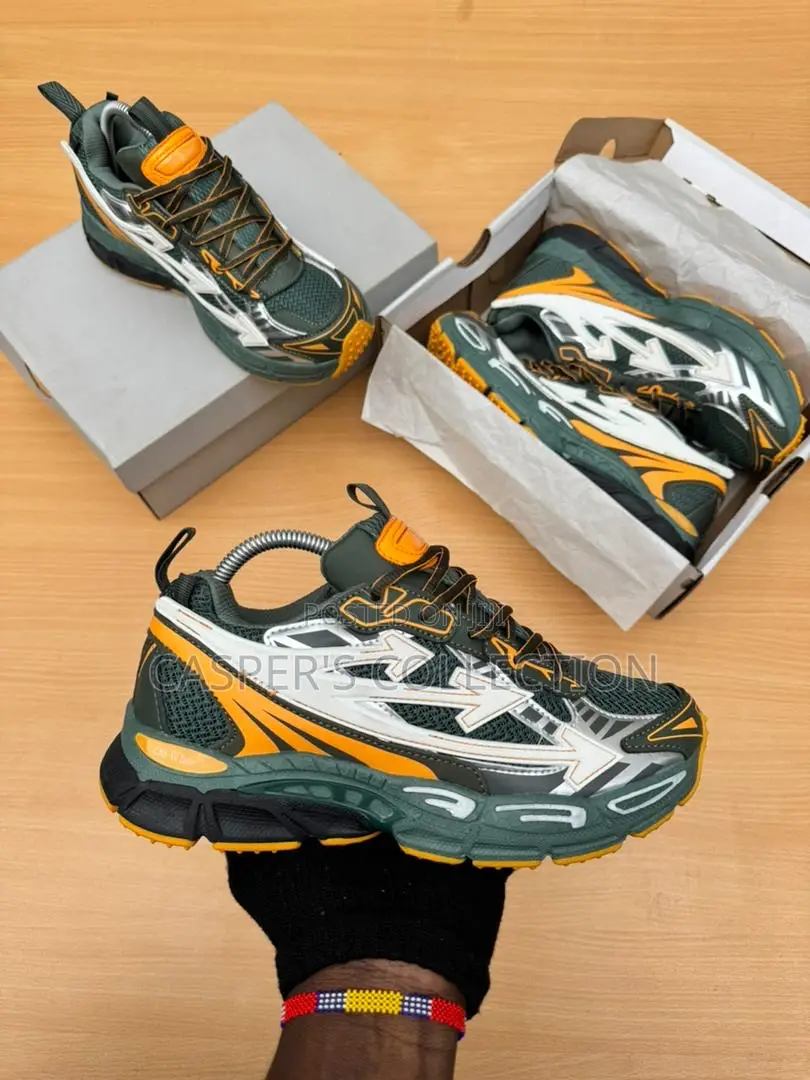 Off-White Be Right Back Sneakers in the Military Green Peach Colorway