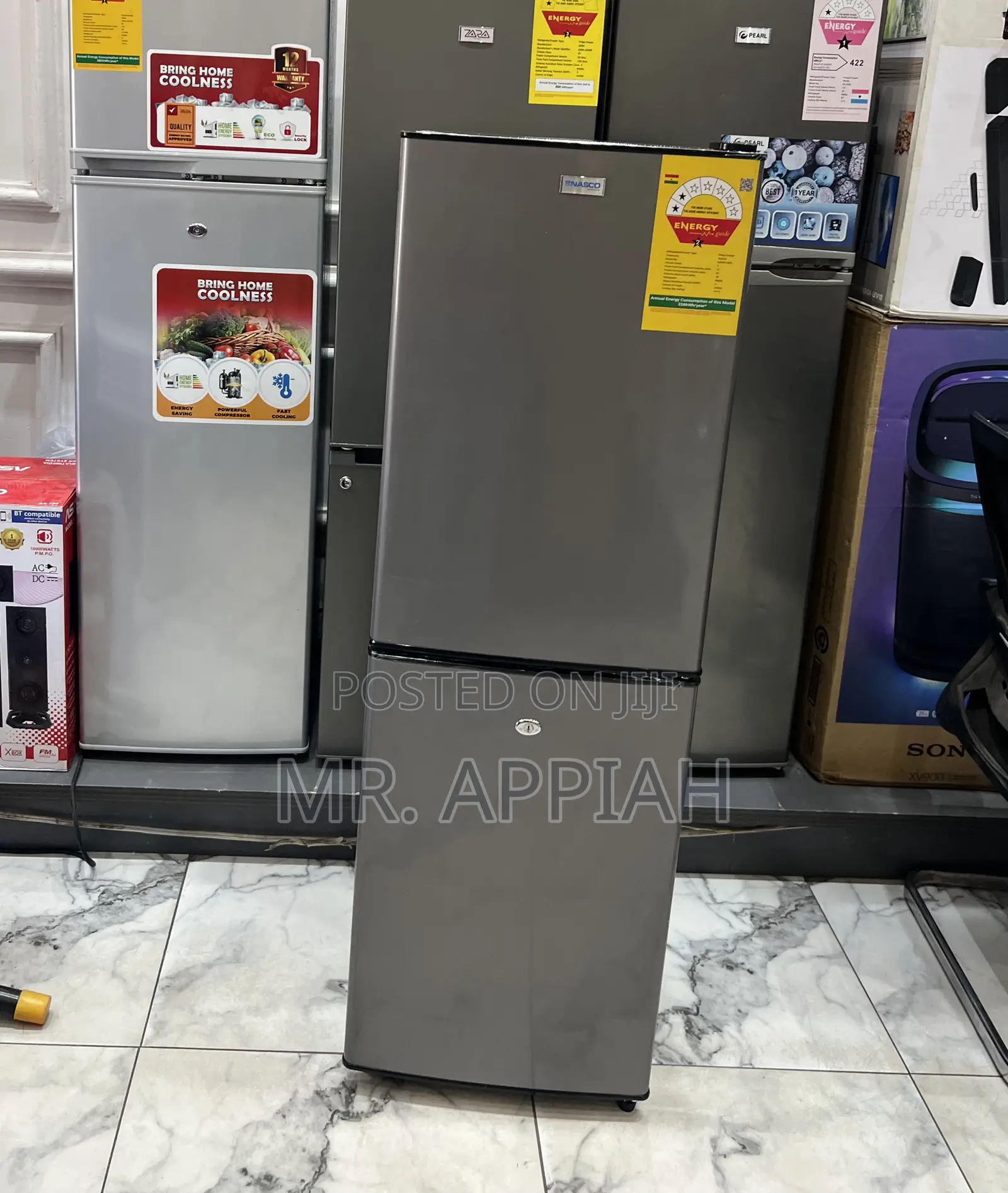 Elegant Nasco Double Door Electric Fridge(Nasd2-20)Dark Gray 