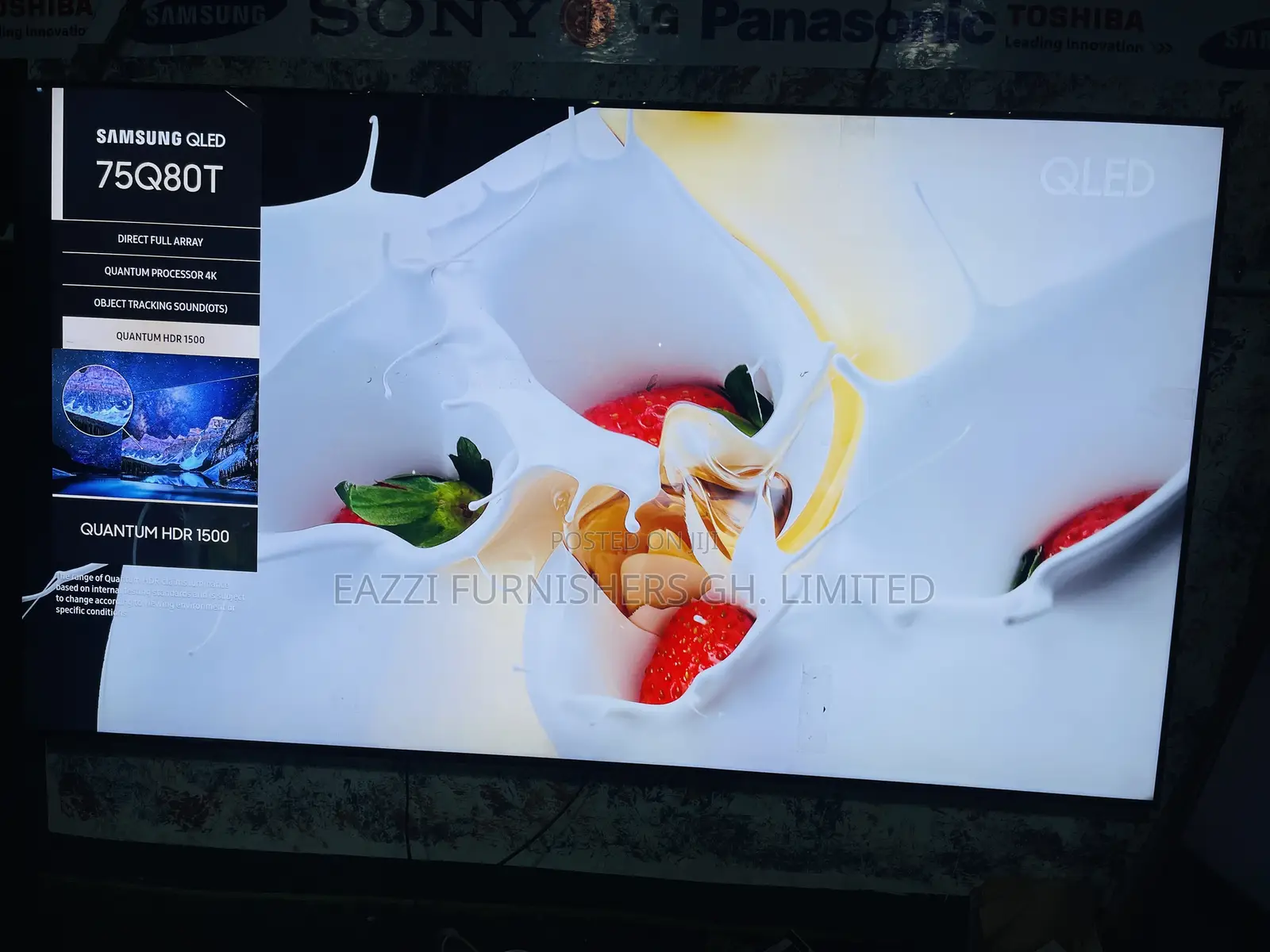 120 Hz Samsung 75 Inches Qled 75q80t Uhd Hdr10, Hdr10+, Air Slim Tv