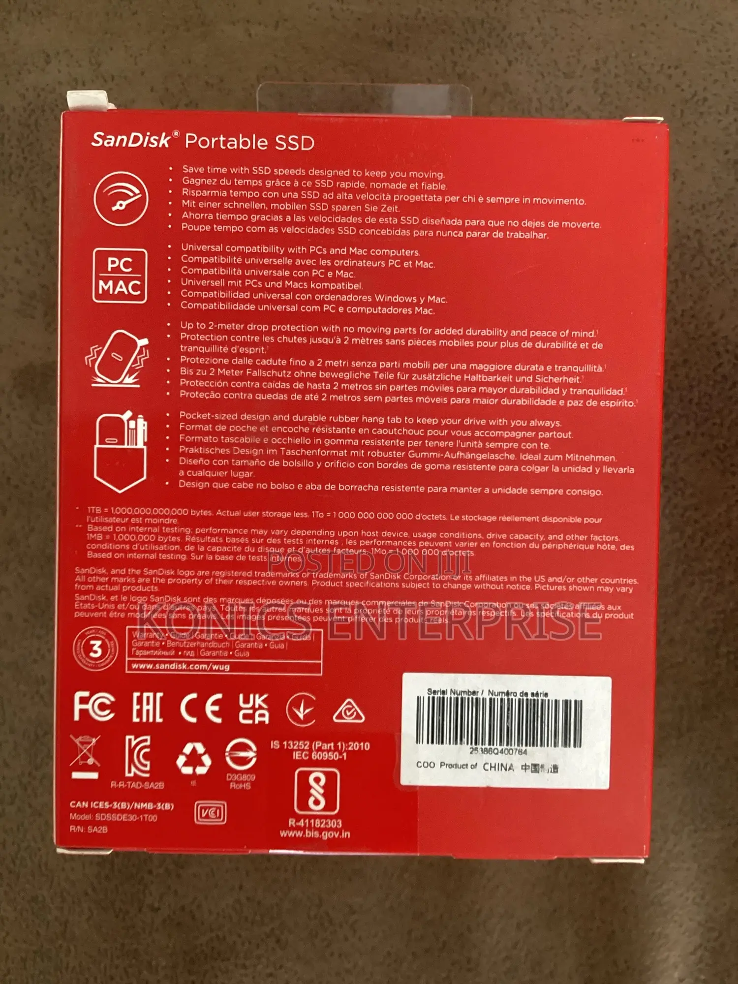 Sandisk 1tb Portable SSD External Up to 800mb/S