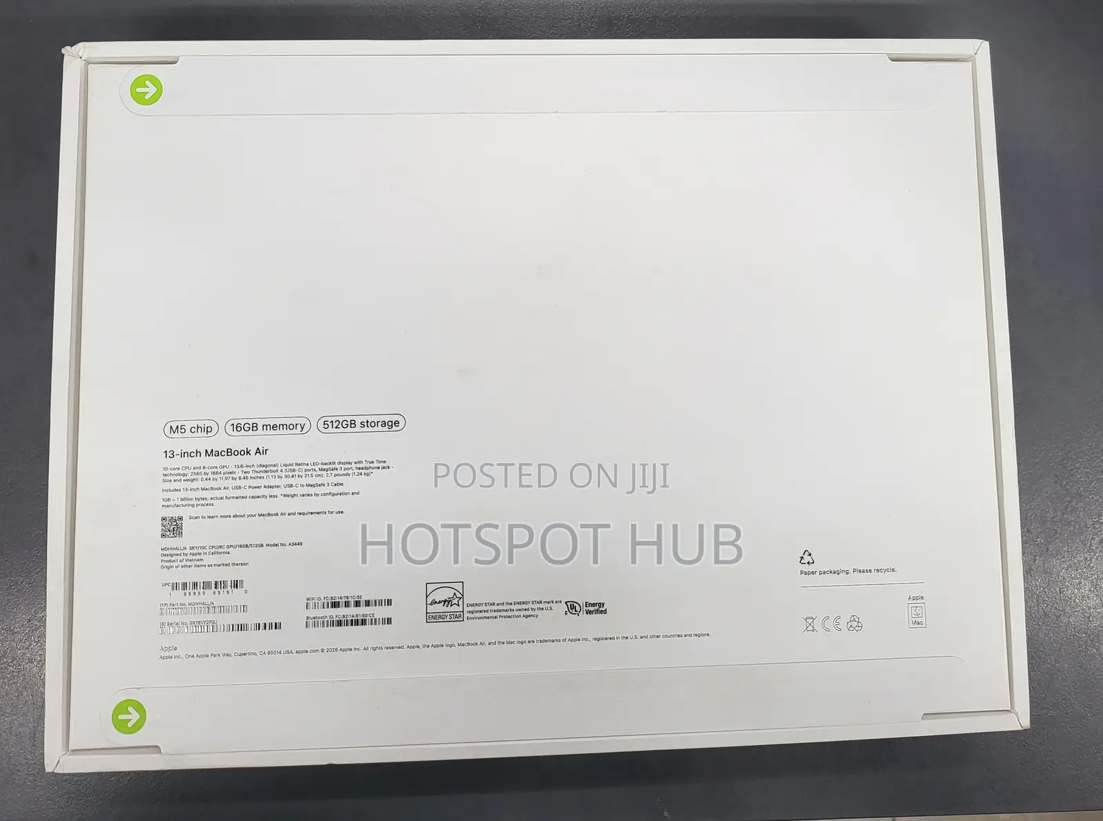 New Laptop Apple MacBook Air 16GB Apple M5 SSD 512GB