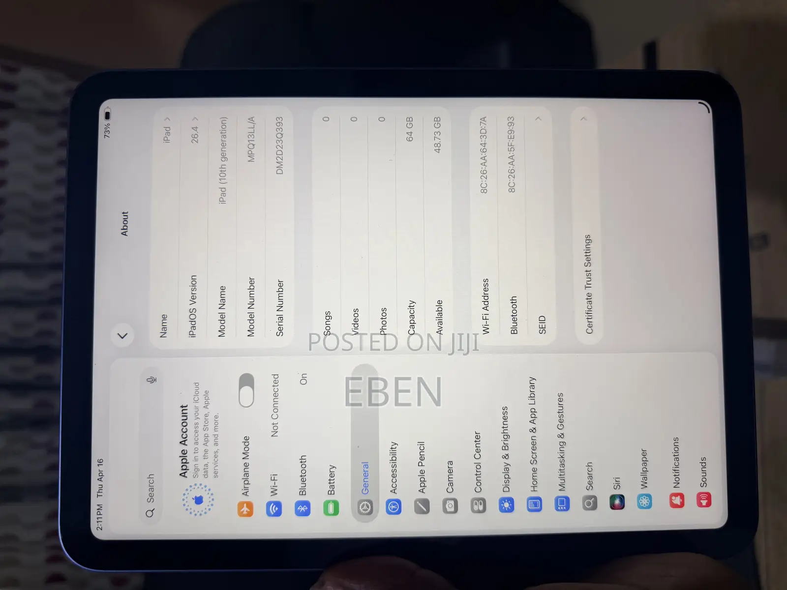 Apple iPad (2022) 64 GB Blue