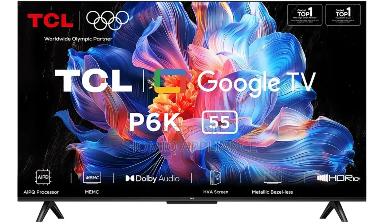 TCL 55" P6k HDR Bezel-Less Google Tv (2025)| Aipq Processor