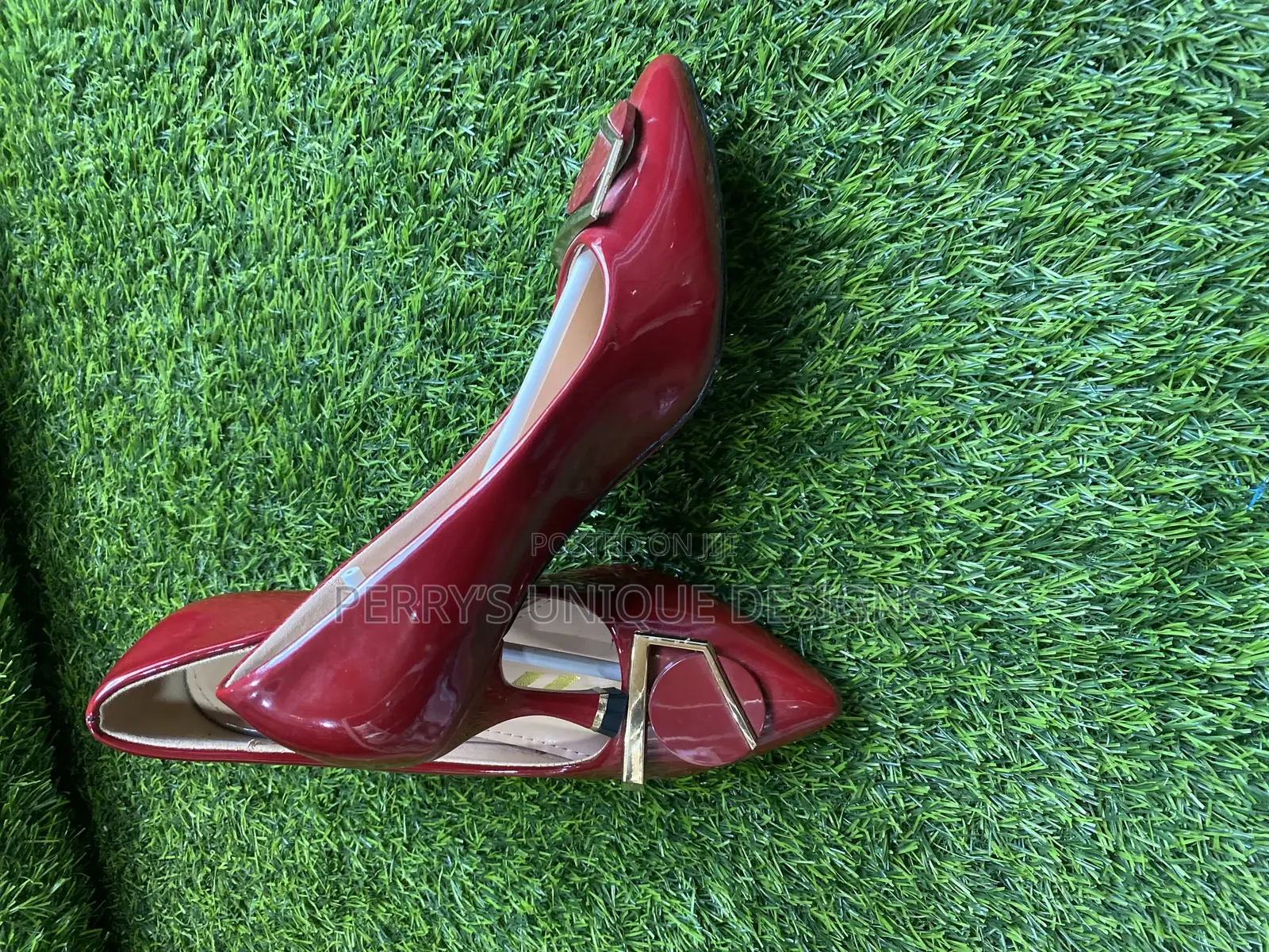 Crimson Royale Patent Buckle Heels