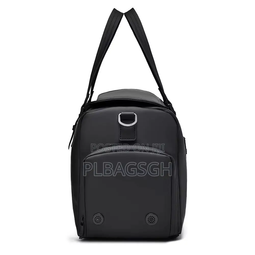 Black Leather Duffel Traveling Bag Hand Luggage 20 Inches