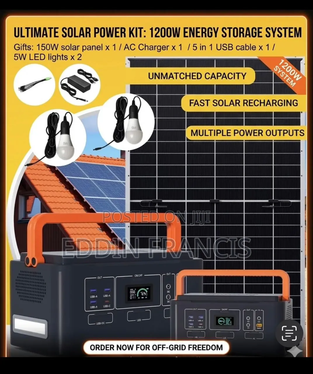 1200w/1008wh Solar Energy Storage System + Panel