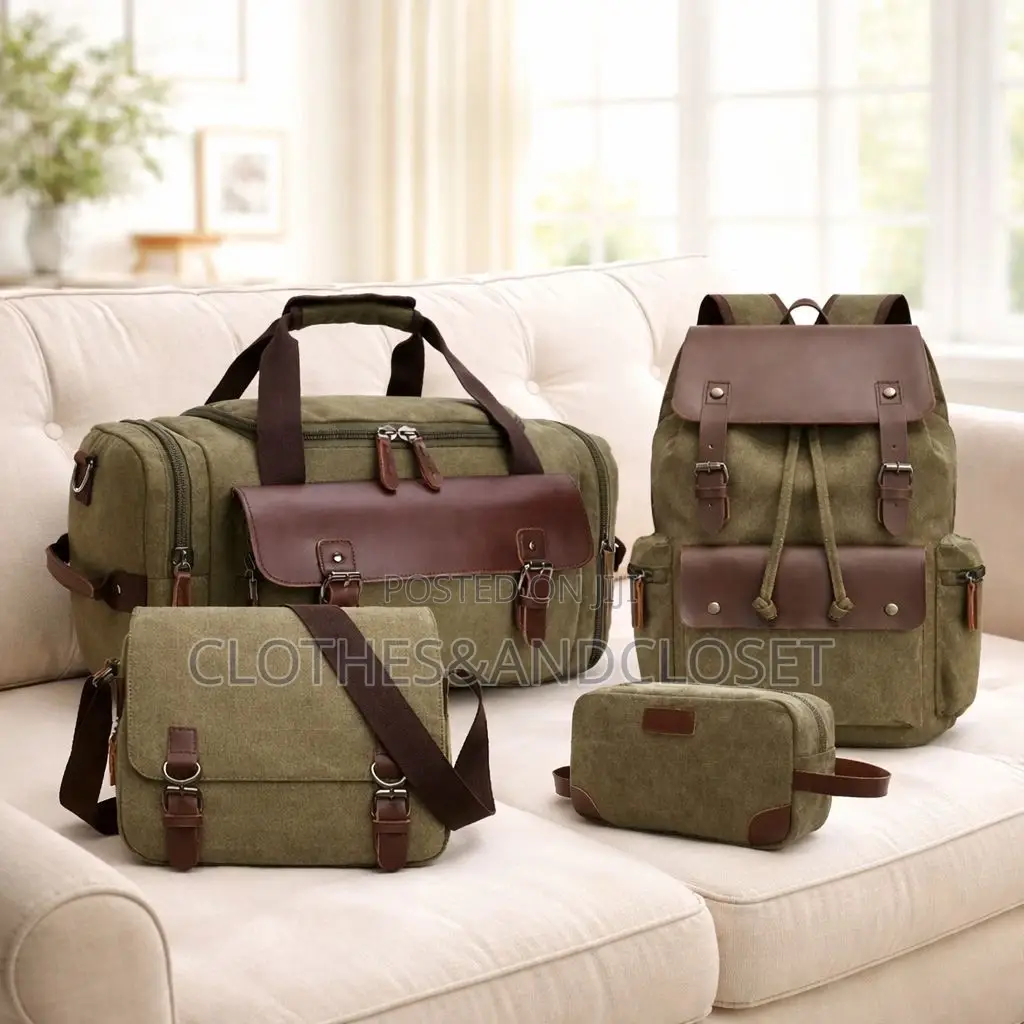 4-Piece Vintage Canvas Travel Bag Set