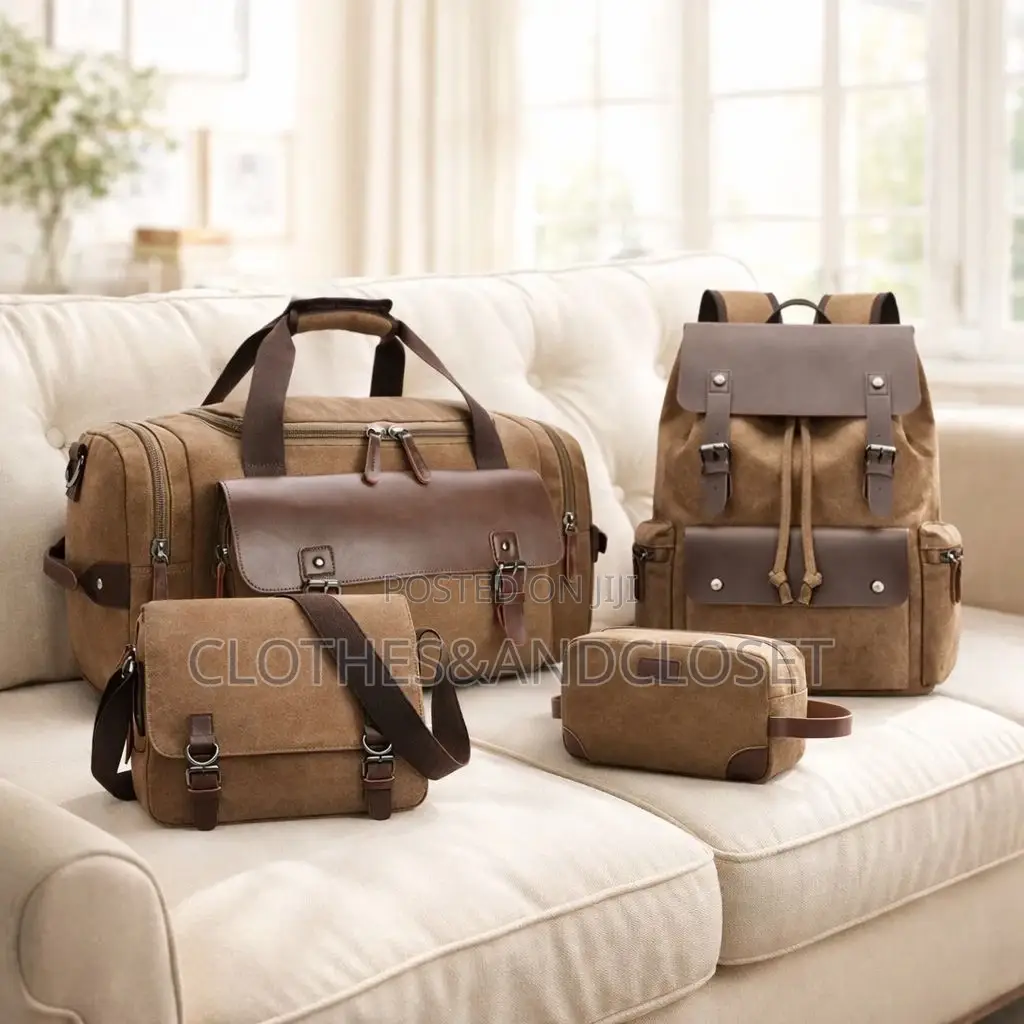 4-Piece Vintage Canvas Travel Bag Set