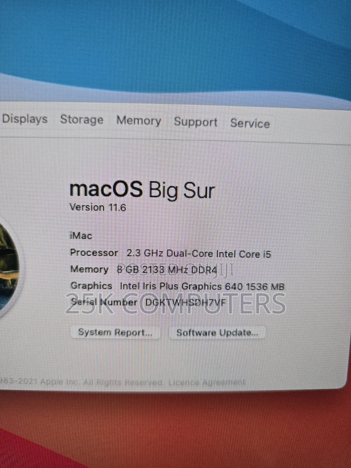 Desktop Computer Apple iMac 8GB Intel Core i5 SSD 256GB