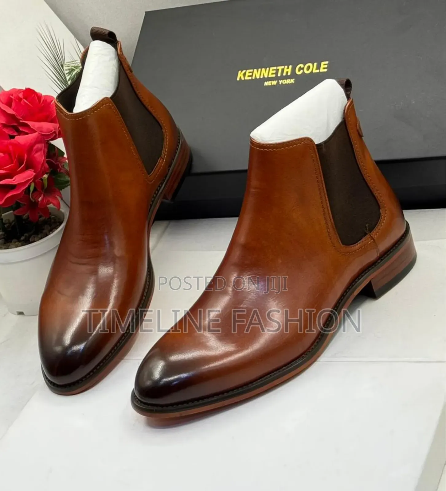 Kenneth Cole Executive Men's Brown Leather Ankle Boots