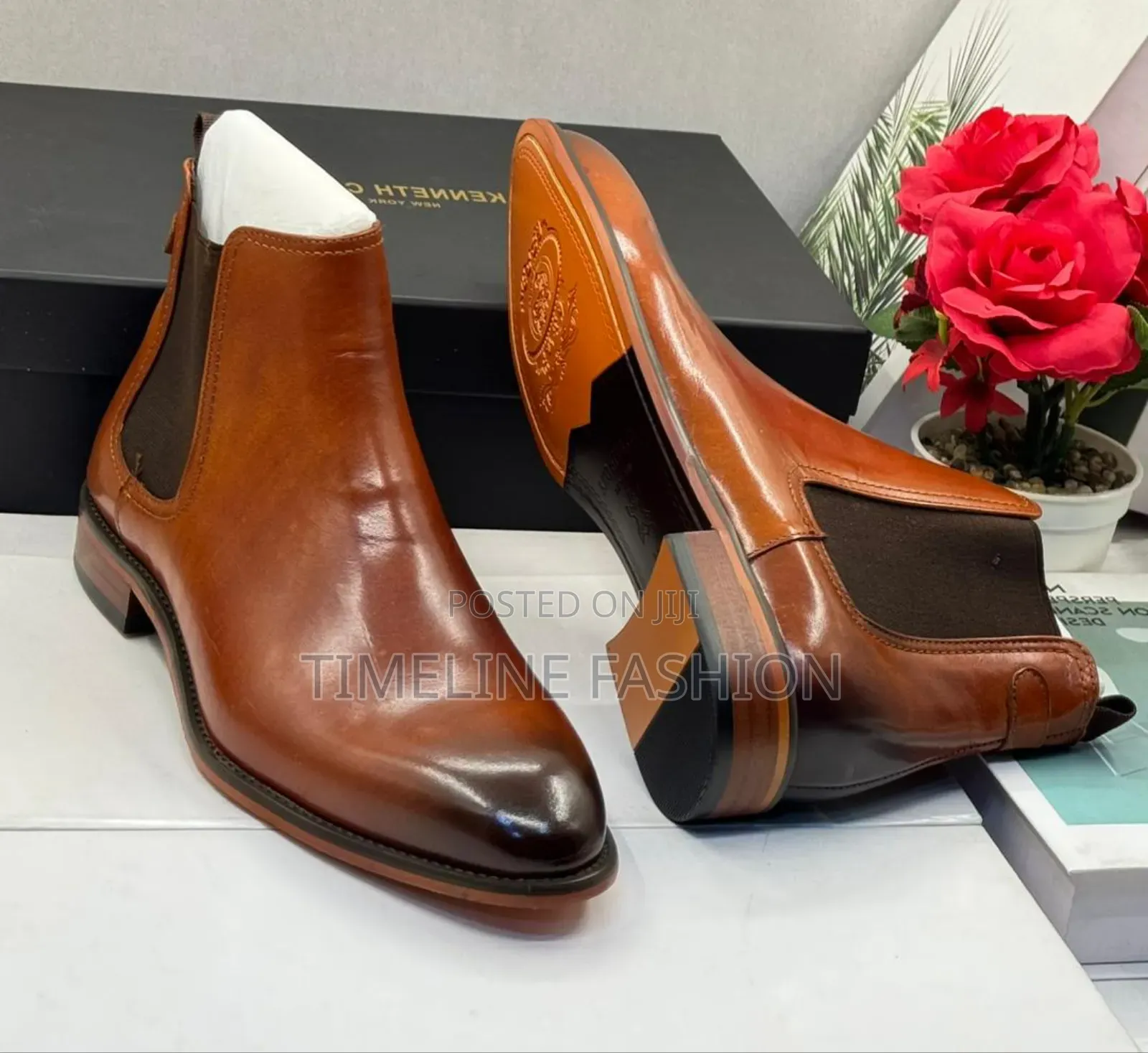 Kenneth Cole Executive Men's Brown Leather Ankle Boots