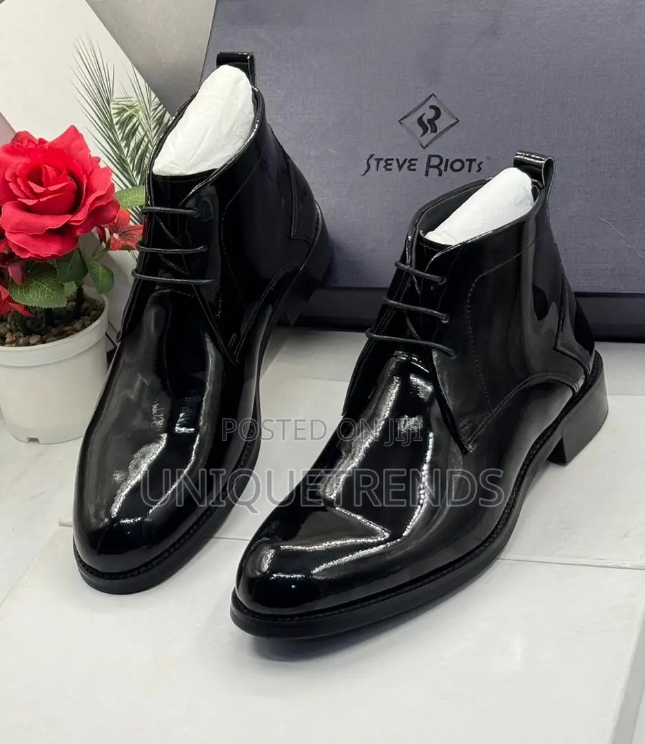 Steve Riots Patent Leather Ankle Boots