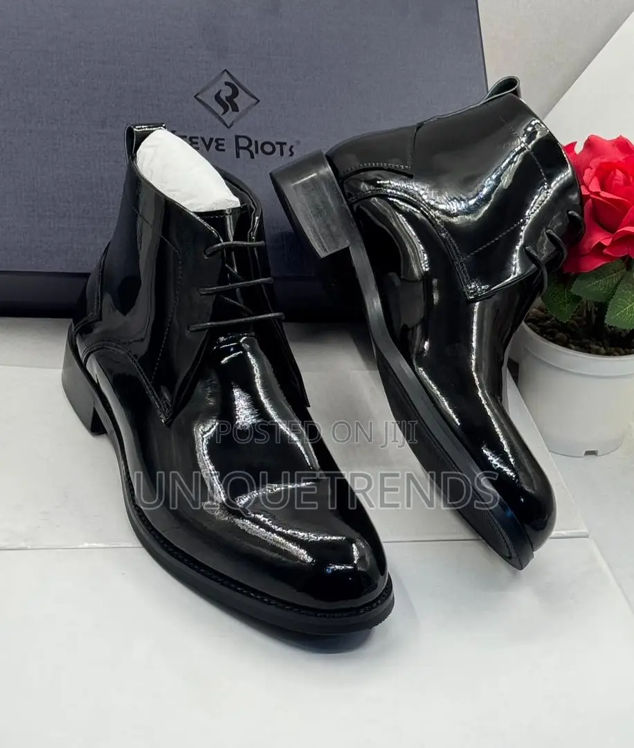 Steve Riots Patent Leather Ankle Boots