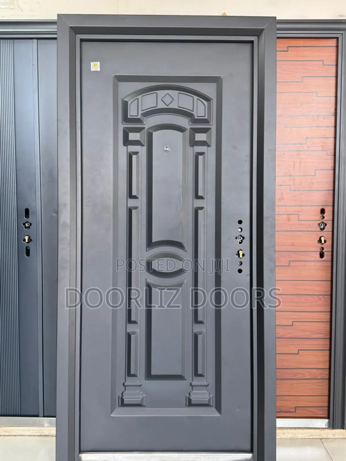 Single Black Security Door With Accessories