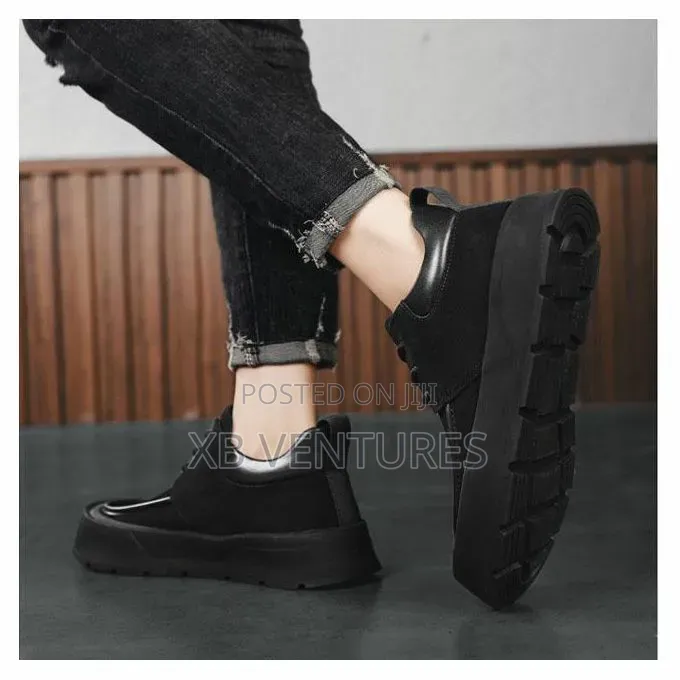Men's Casual Italian Loafers Soft-Sole Lace Up Shoes Black