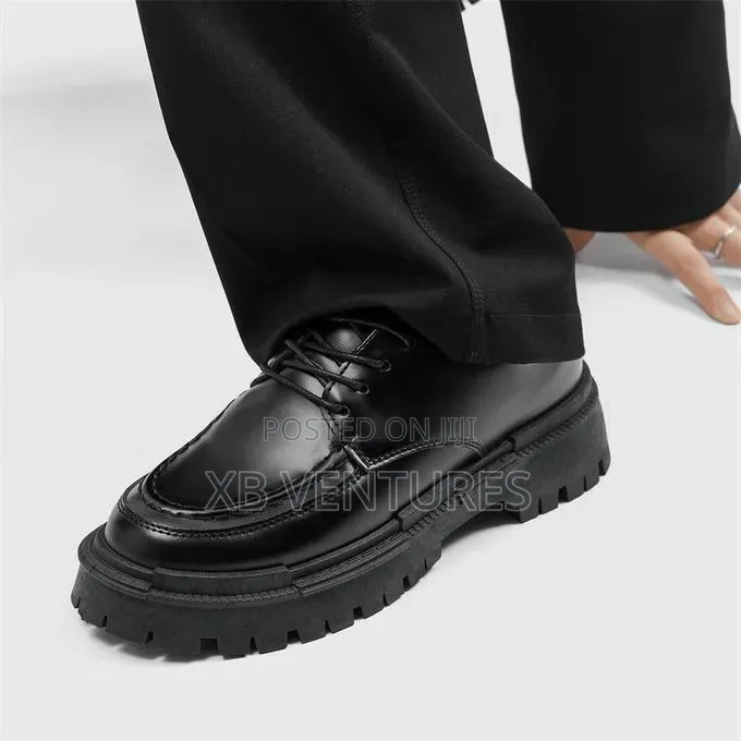 Thick-Soled Leatherbusiness Shoes for Men - Black