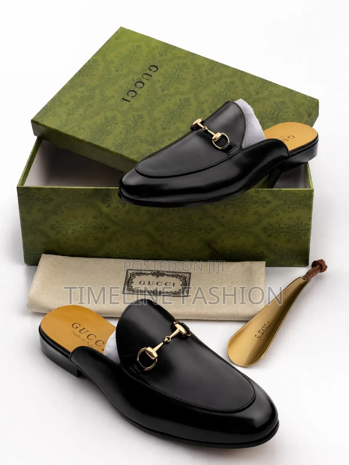 Quality Gucci Men's Black Leather Half Shoes