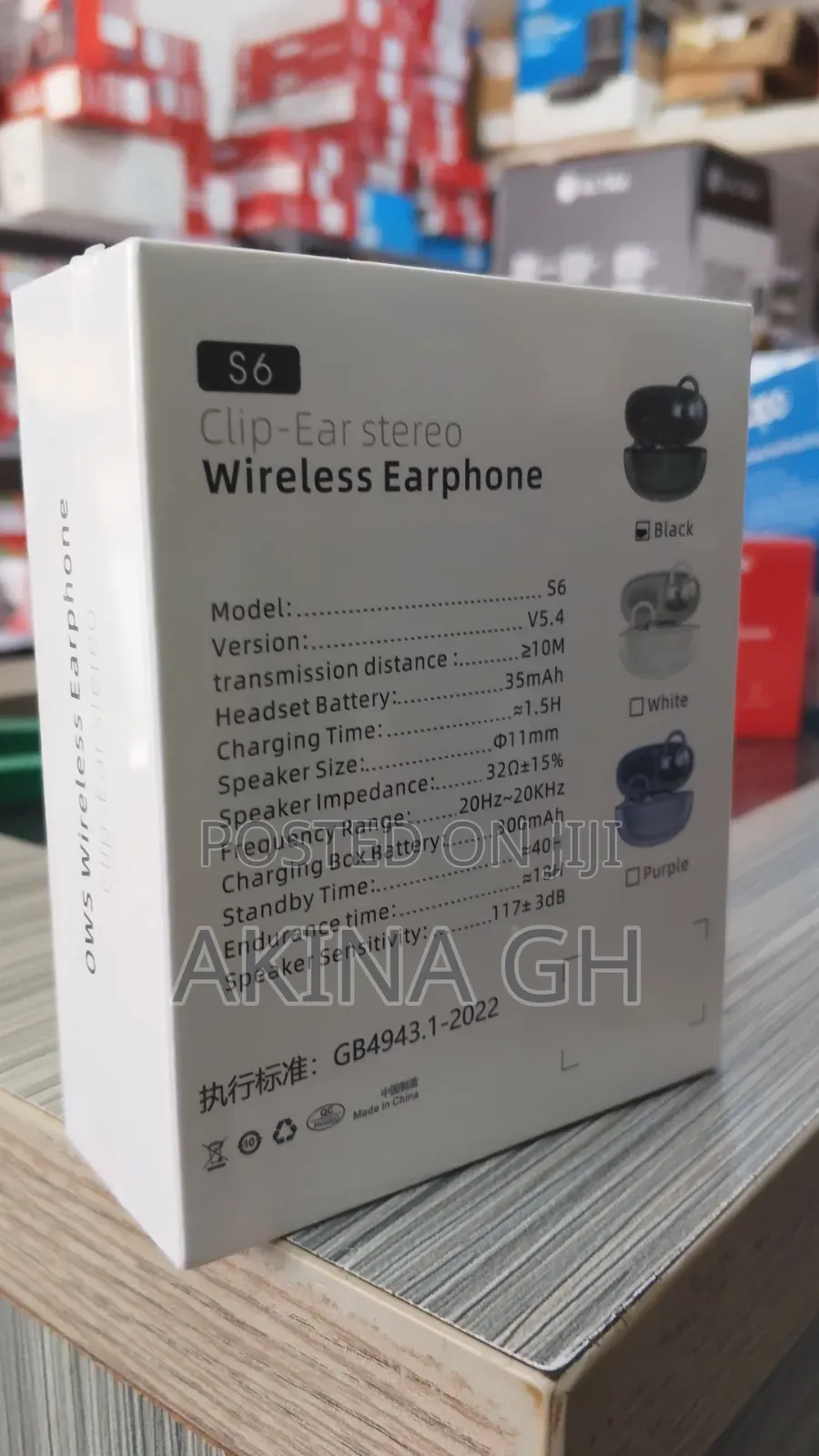 S6 Ows Wireless Earphones Clip Ear Stereo