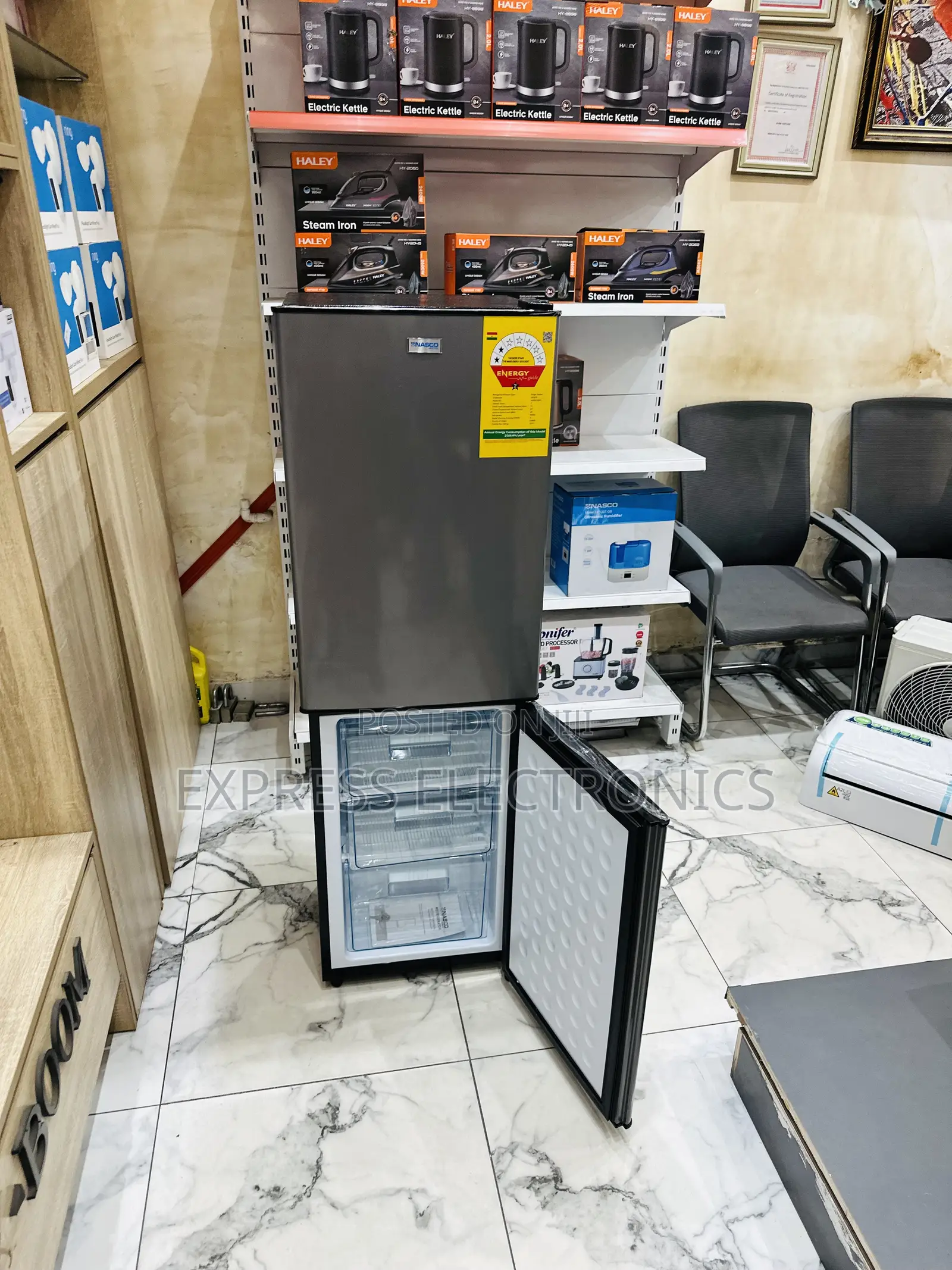 Get a New Dark Grey Color Double Door Fridge Nasco Nasd2-20fl