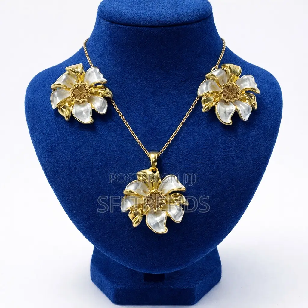 Gold-Tone Jewelry Set – Necklace, Pendant Earrings