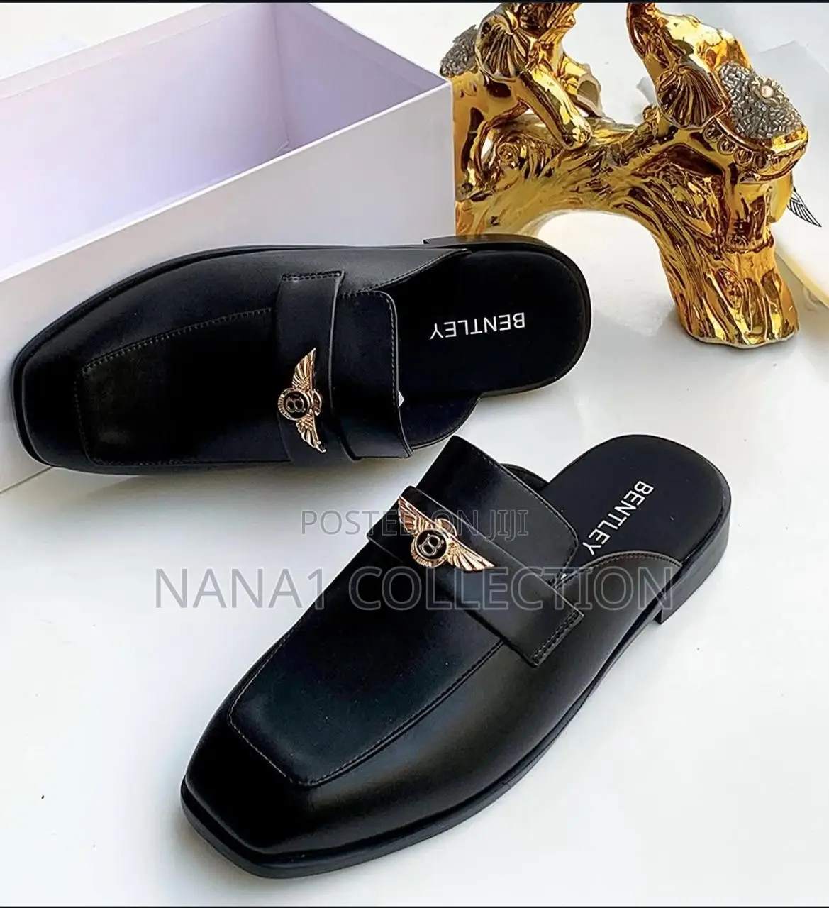 Black Bentley Leather Half Shoe