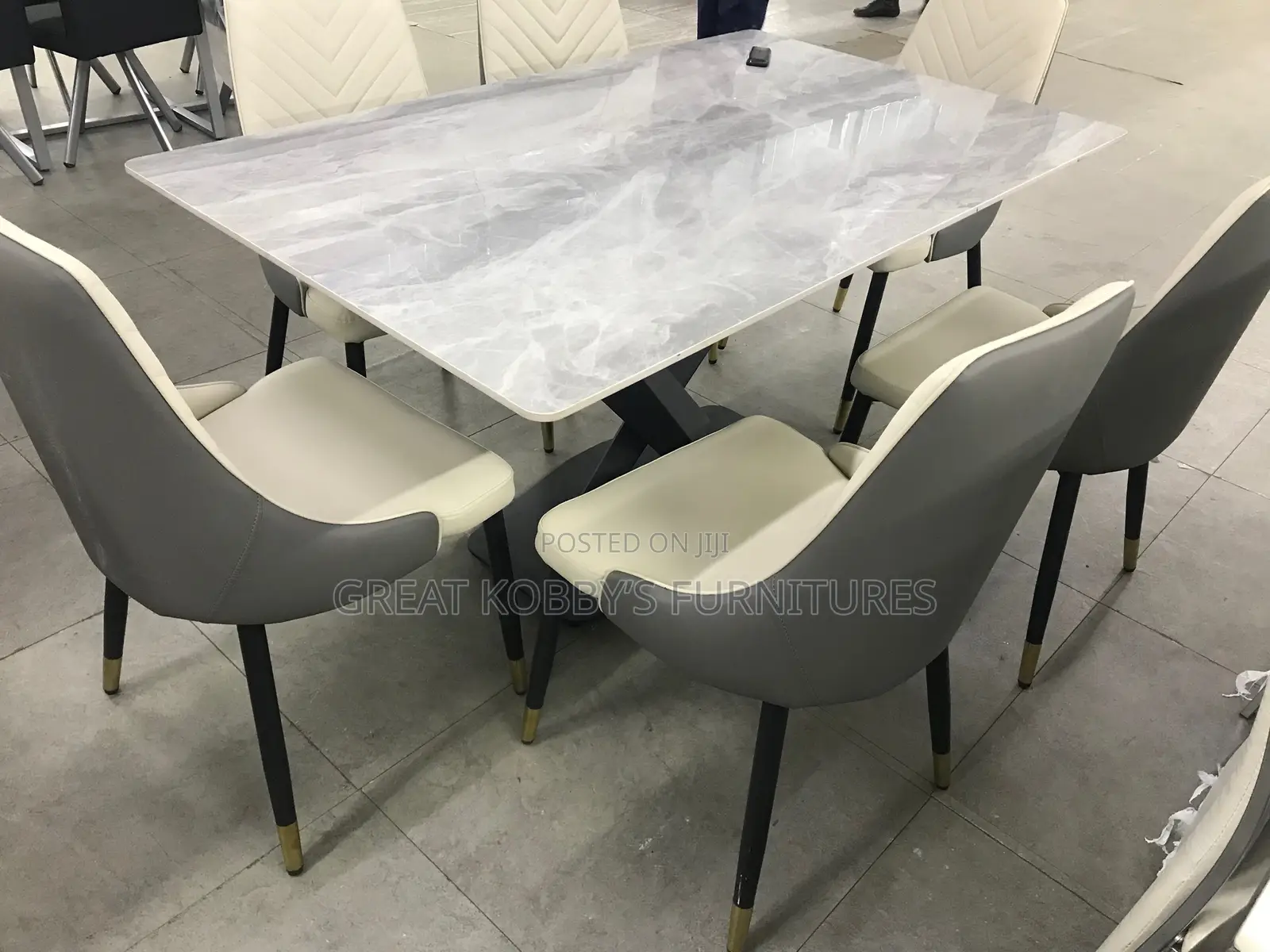 Marble Dining Table With Six Chairs (F15)