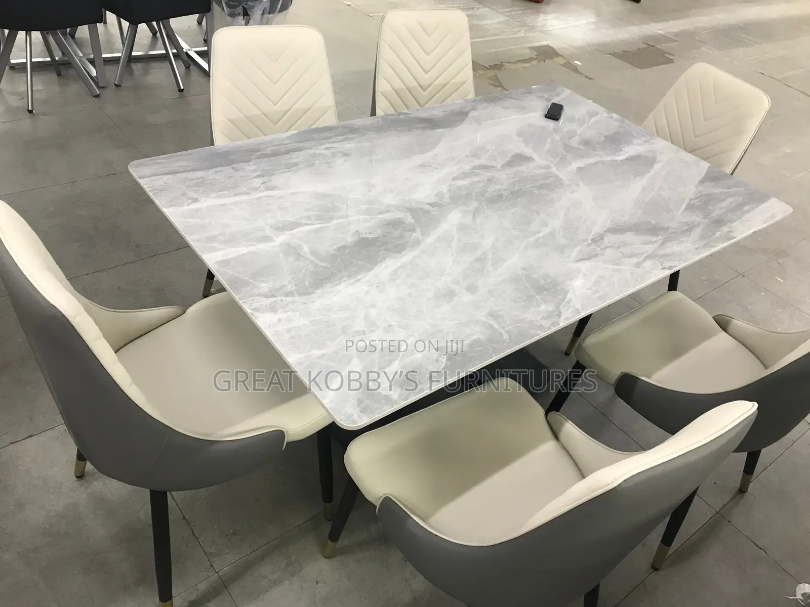 Marble Dining Table With Six Chairs (F15)