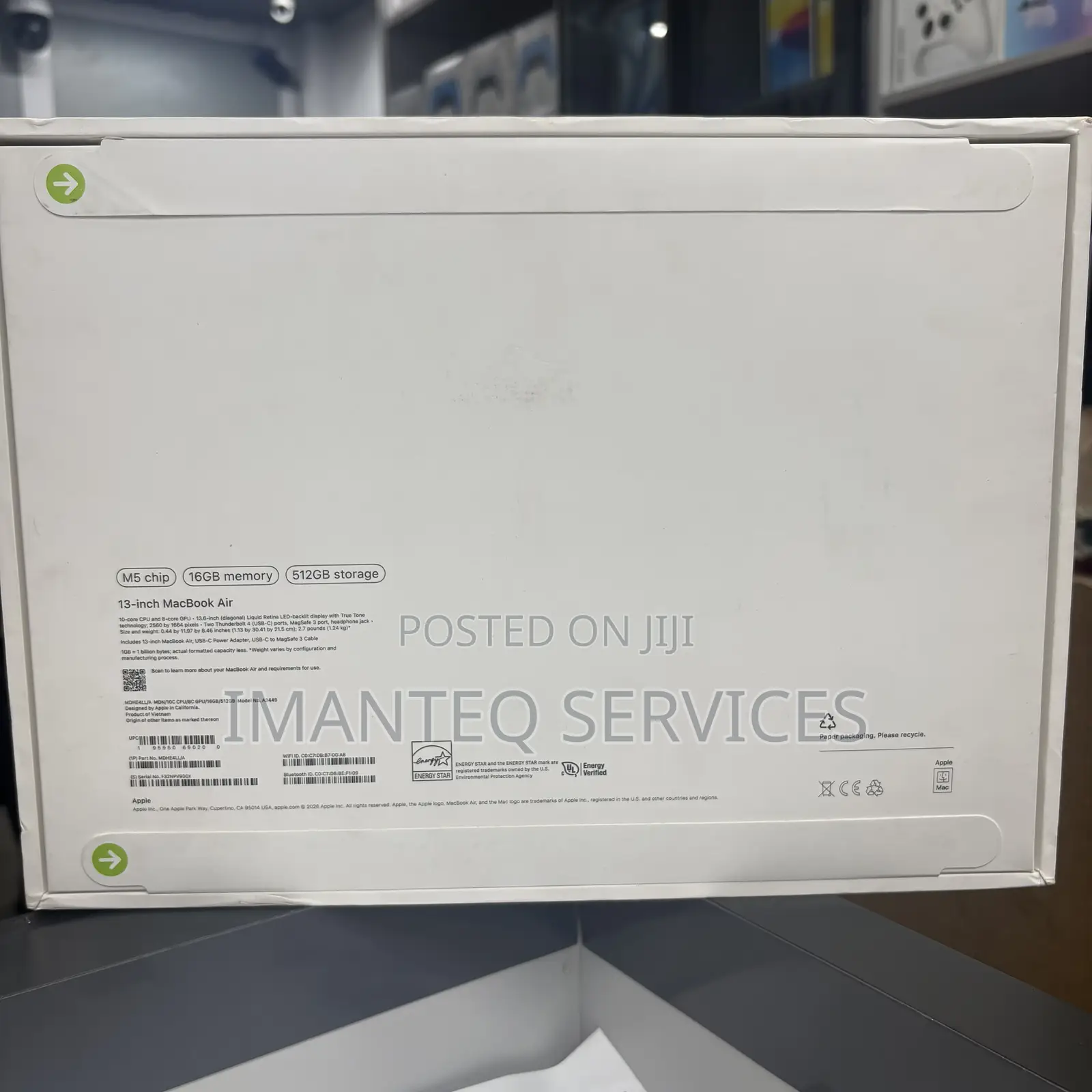 New Laptop Apple MacBook Air 2026 M5 16GB Apple M5 SSD 512GB