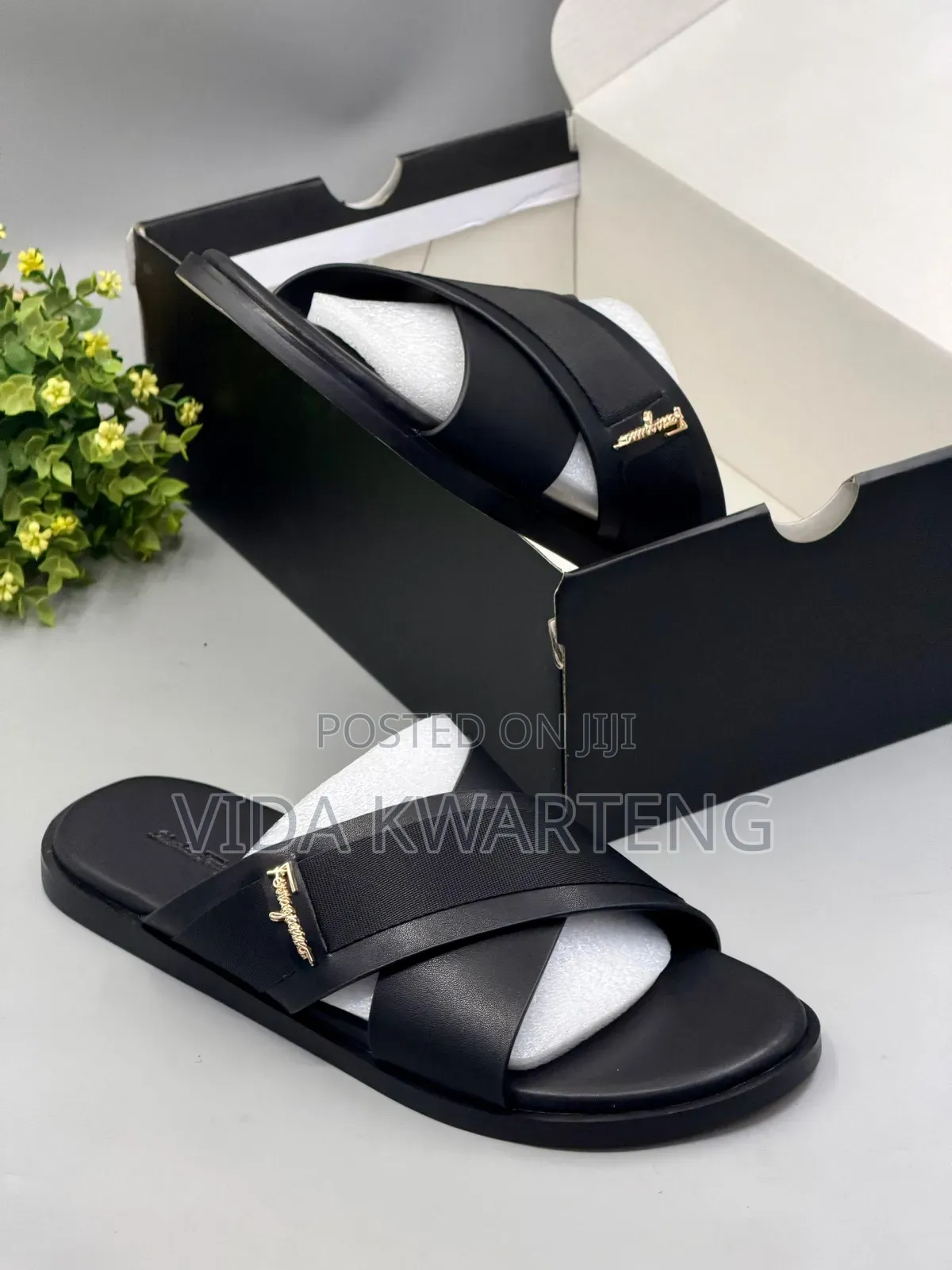 Original Ferragamo Black Slippers