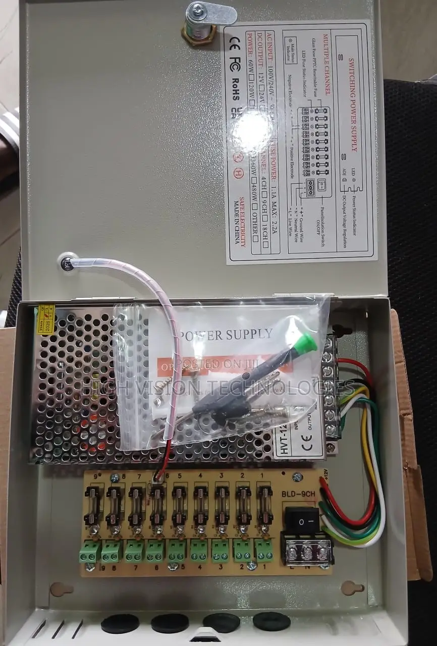 9ch CCTV Cameras Power Supply Metal 12v 9a