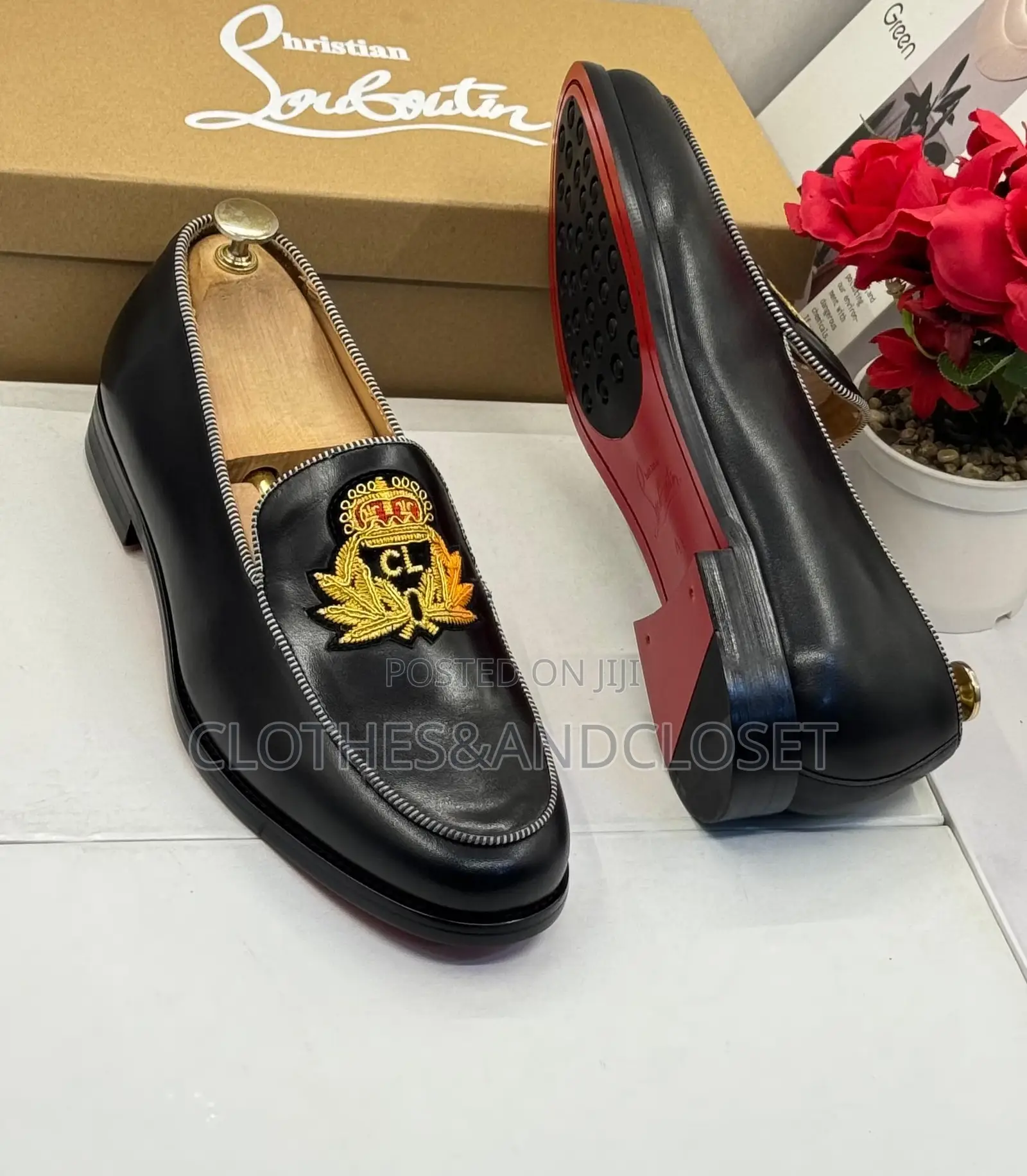 Christian Louboutin Men's Laperouza Embroidered Loafers