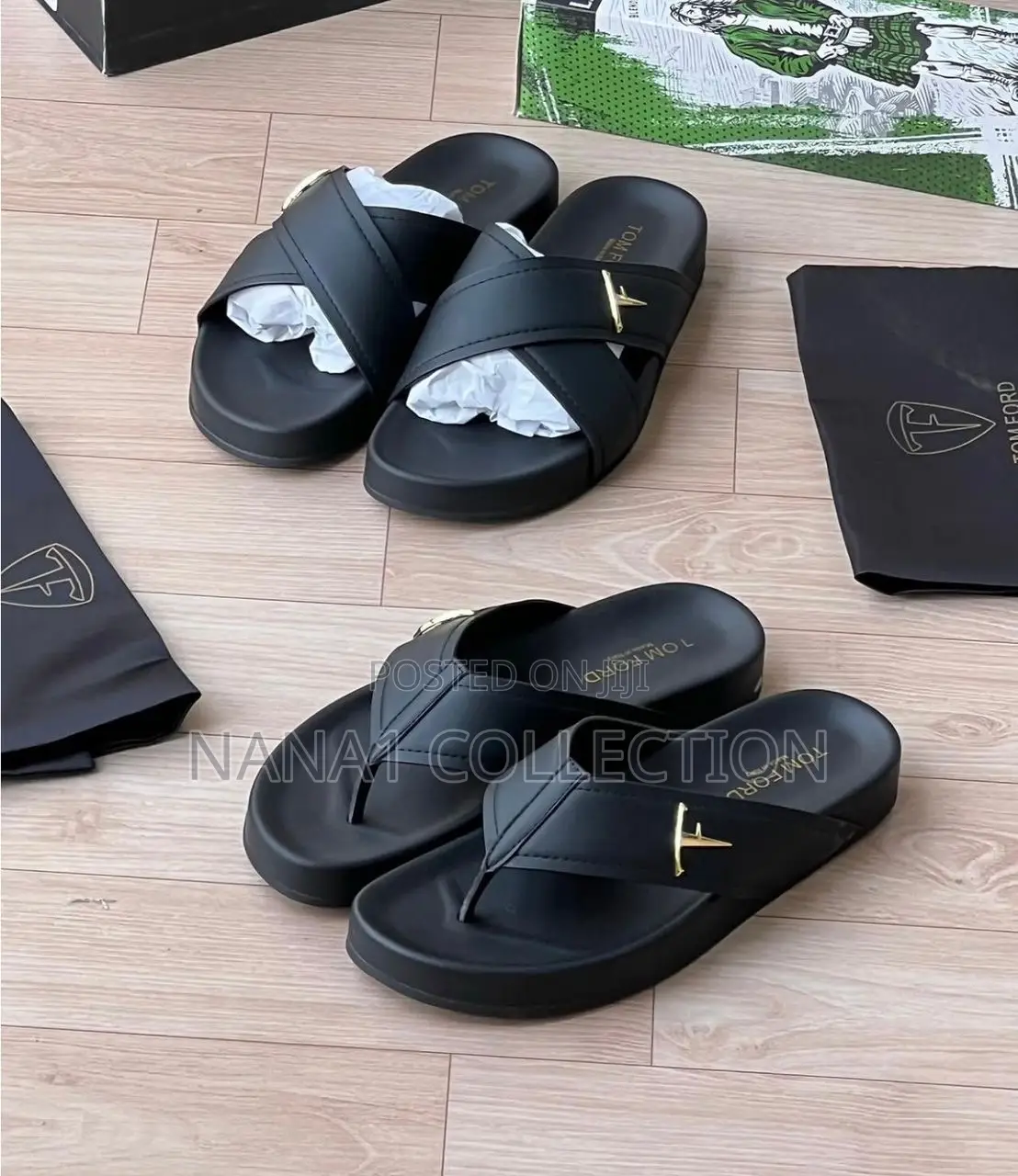 Black Tom Ford Leather Slippers