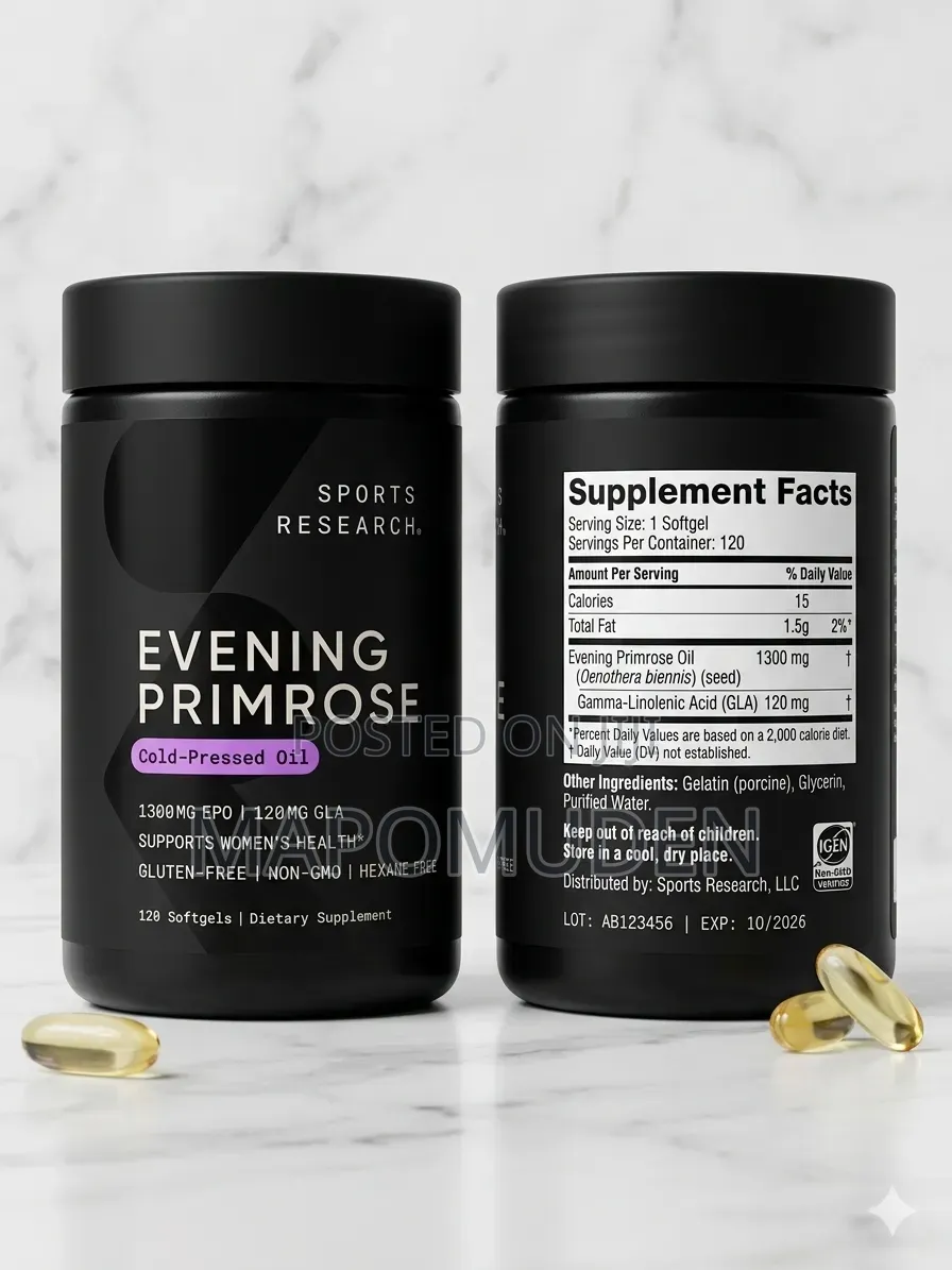 Sports Research Evening Primrose Oil 1300mg - 120 Softgels