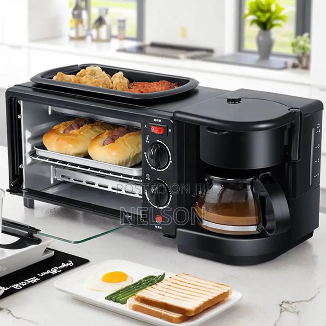 3-in-1 Breakfast Maker – Mini Oven, Coffee Maker Grill Pan