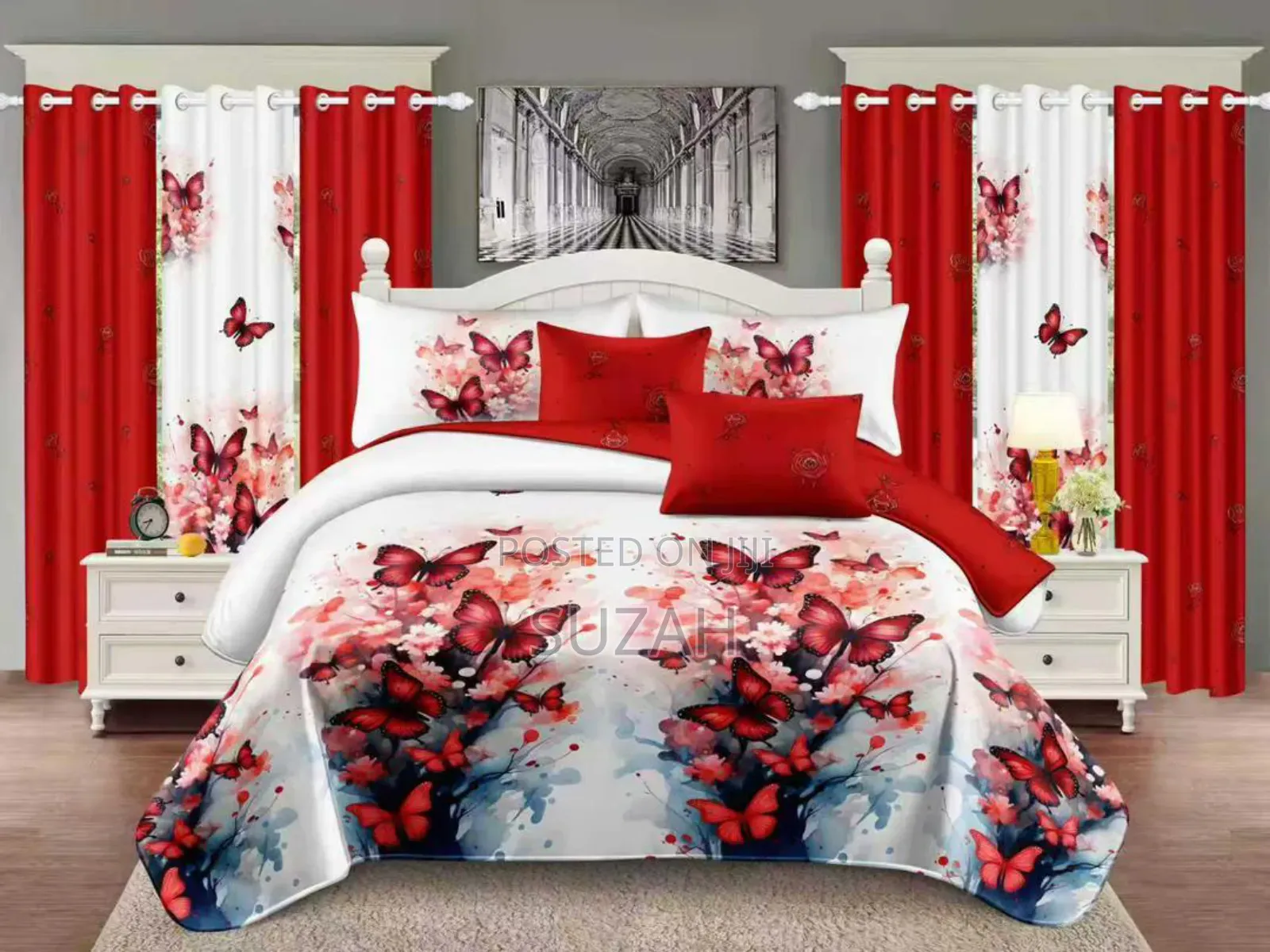 Red Butterfly Designer Curtains