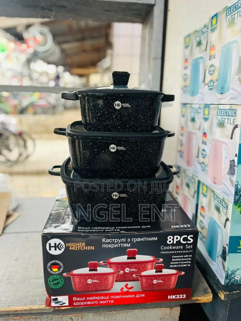 Square Granite-Coated Cookware Set With Lids Available (Location: Ksi)