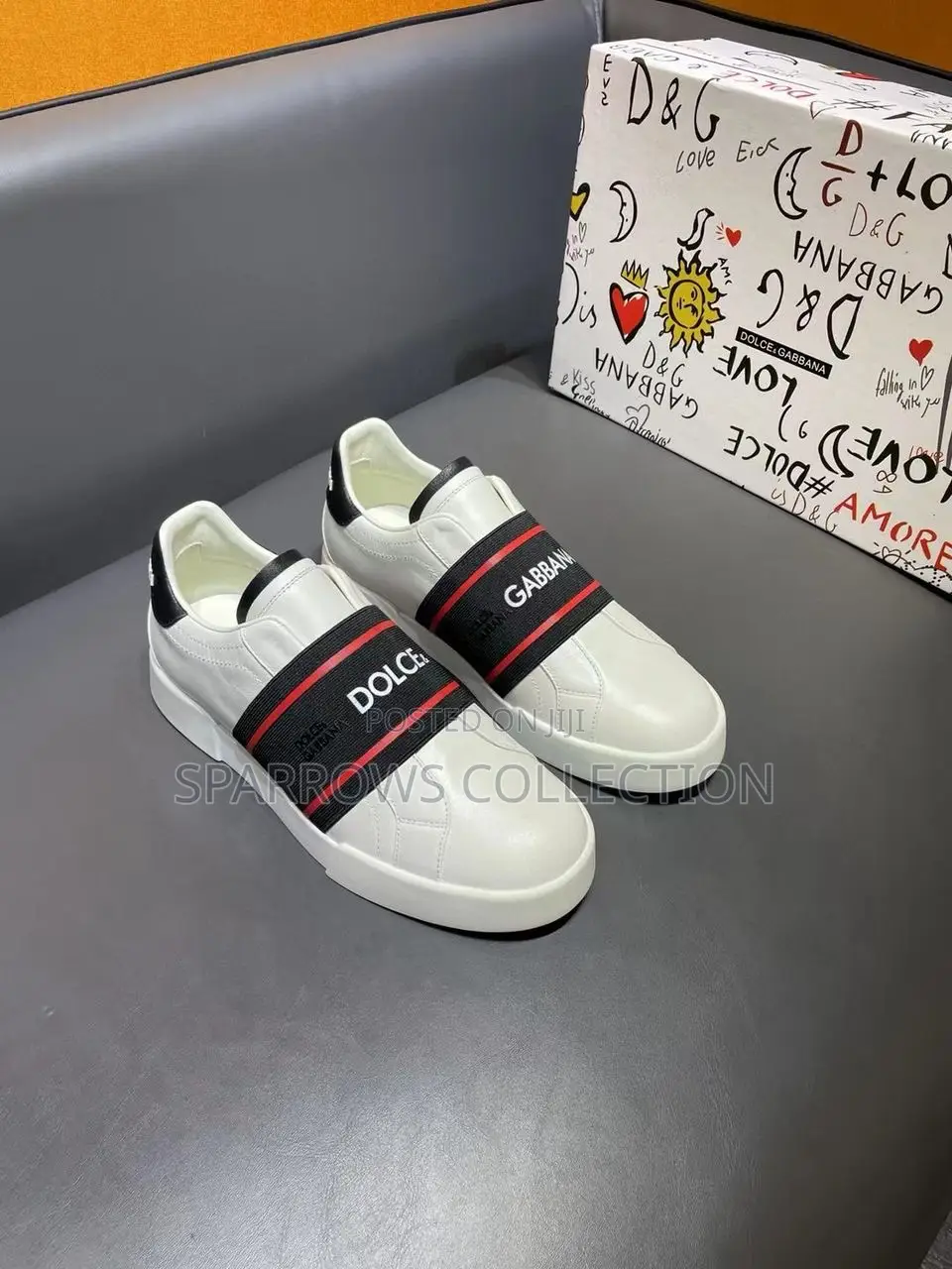 Original Dolce Gabbana White Leather Sneakers