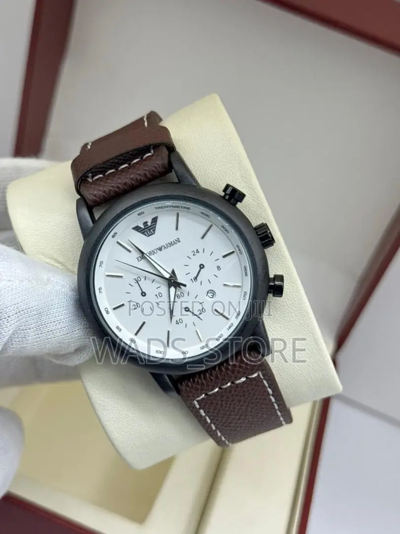 Emporio Armani Chronograph – , Leather Strap | Brand New