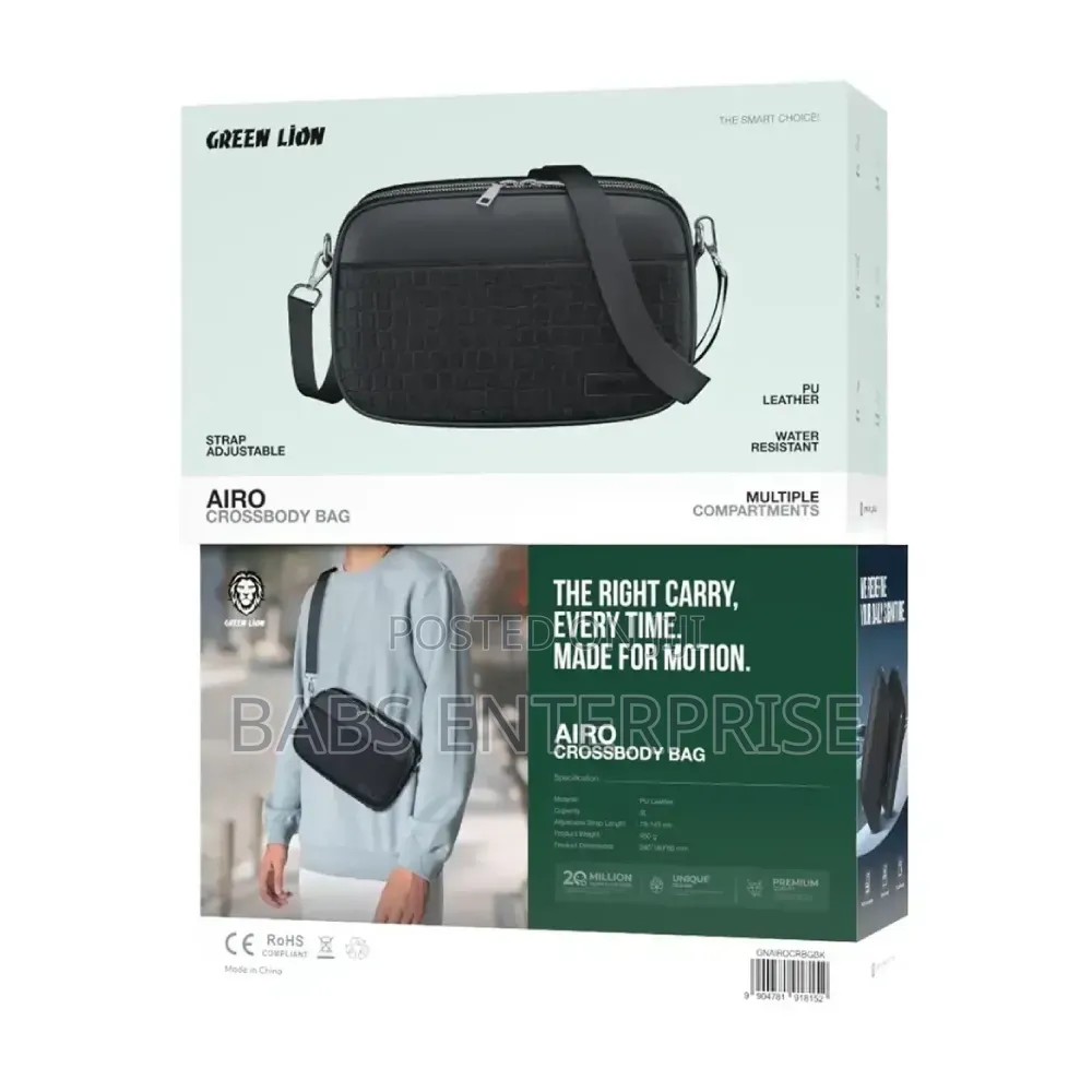 Green Lion Airo Crossbody Bag – Black