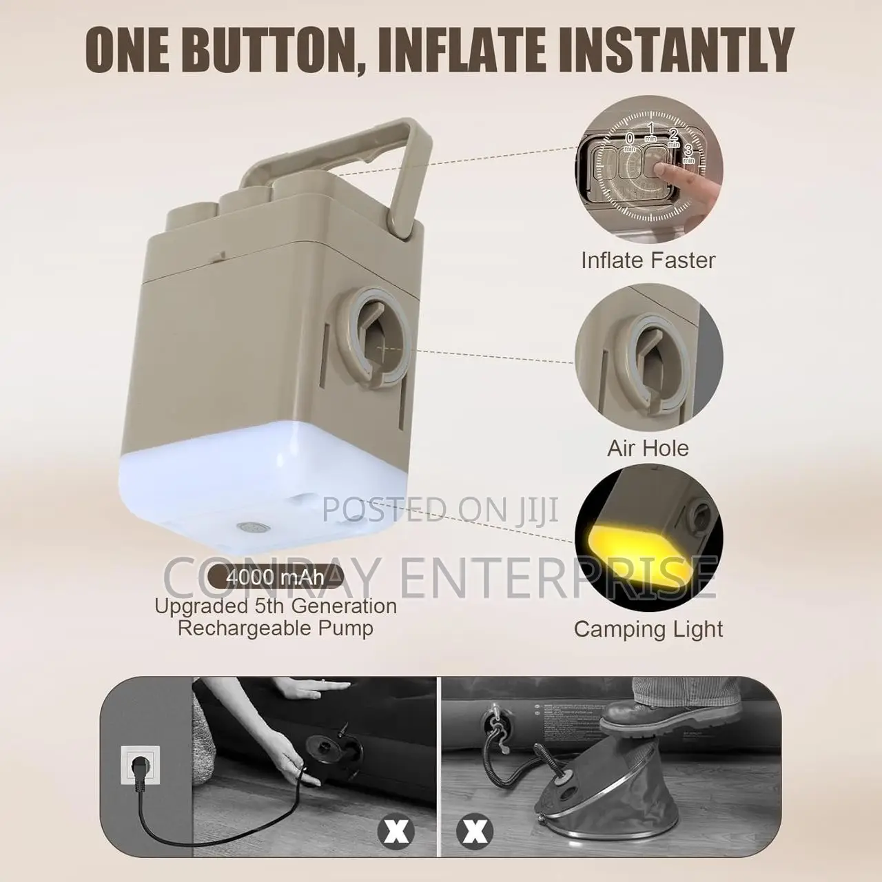 Inflatable Double Mattress With Repair Kits and Pillows