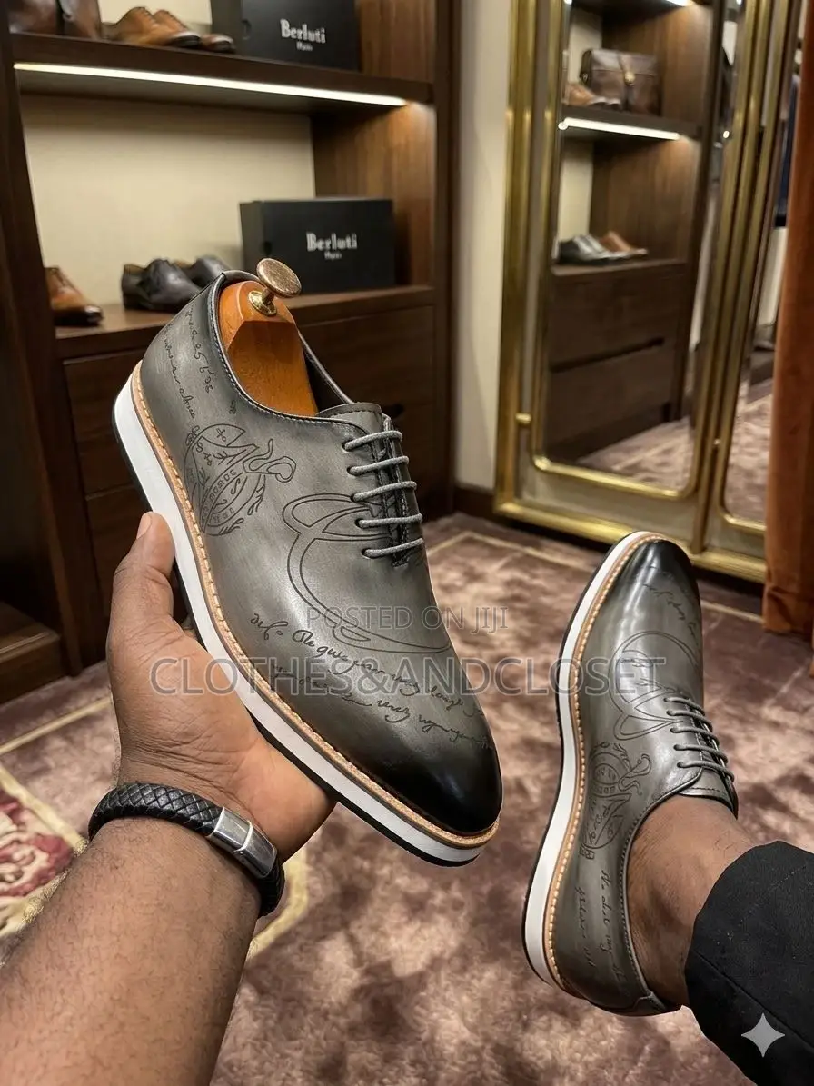 Men’S Grey Leather Dress Shoes