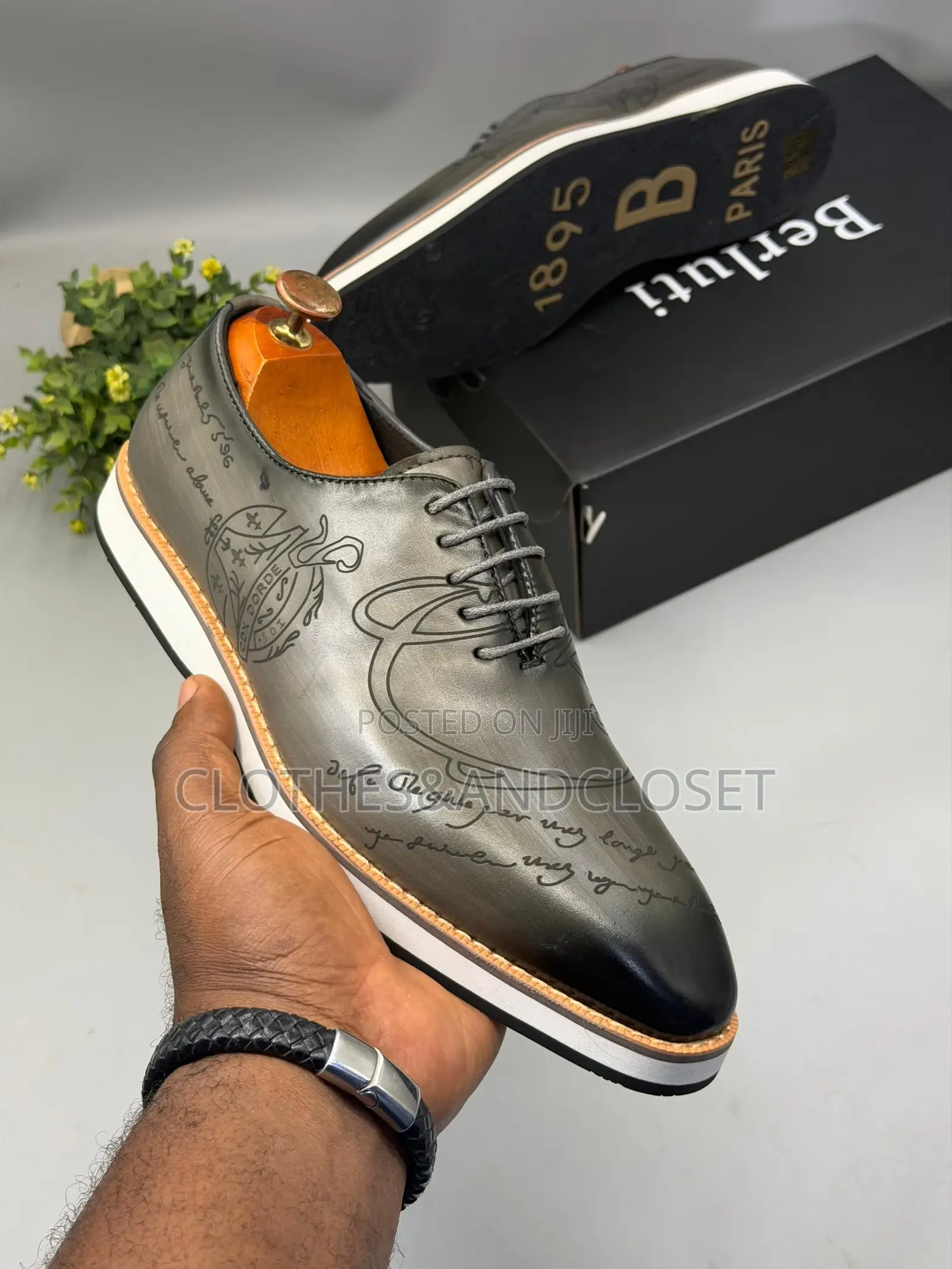 Men’S Grey Leather Dress Shoes