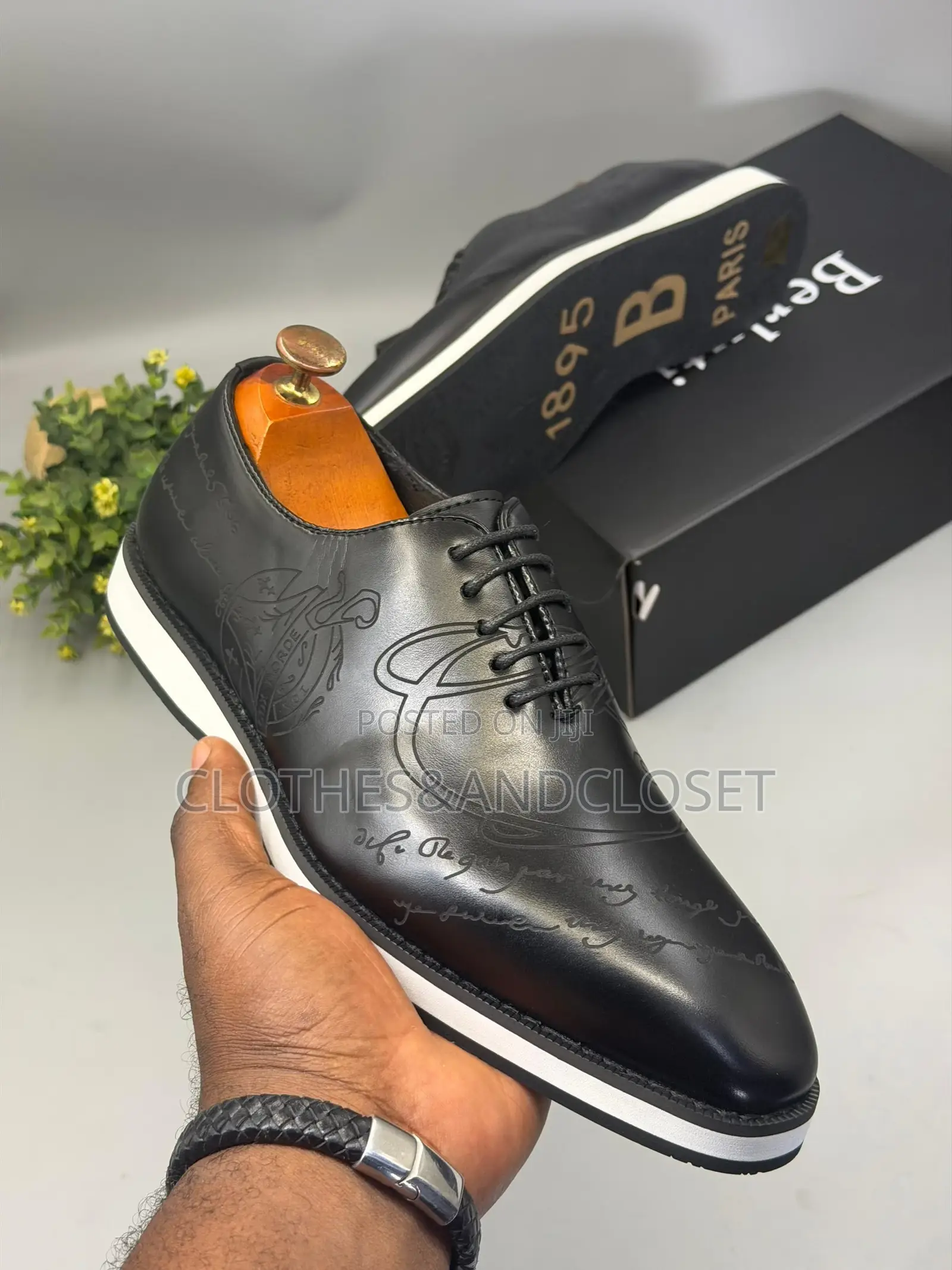 Black Berluti Cow Leather Lace-Up Shoes