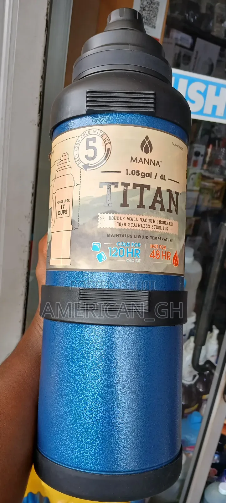 4l Titan Double Wall Vacuum Insulated Stainless Steel Flask, 48hrs Hot