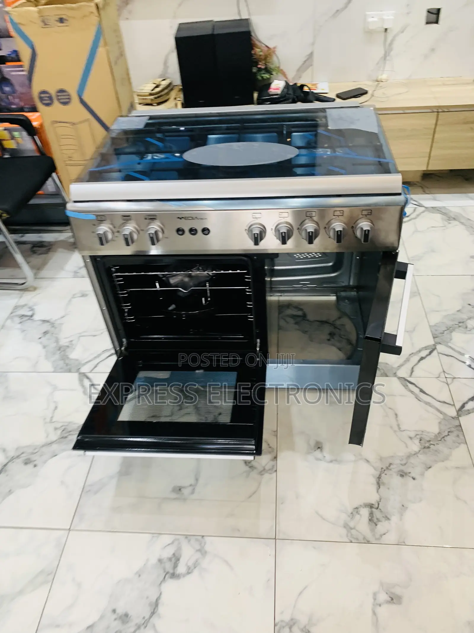Available Now Sliver Gas Cooker Oven 5burner 60/90