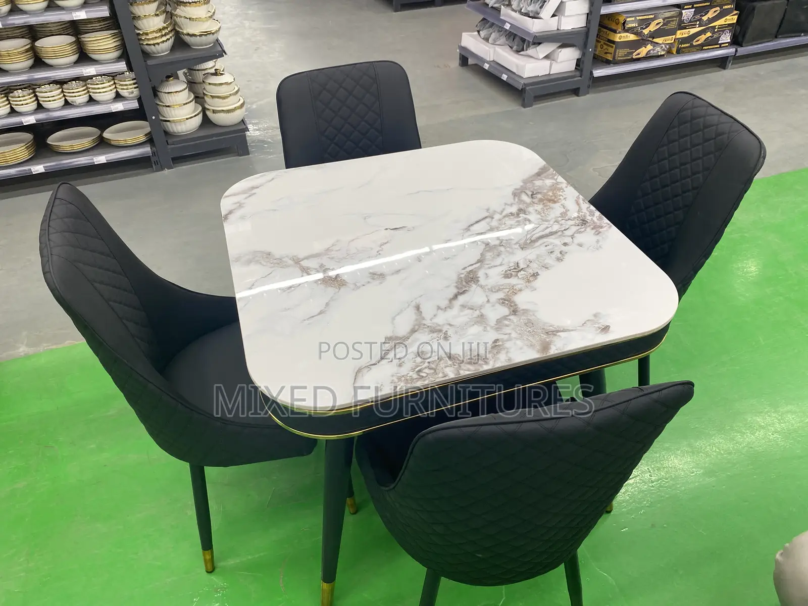 Square Marble 4 Seater Dining Sets