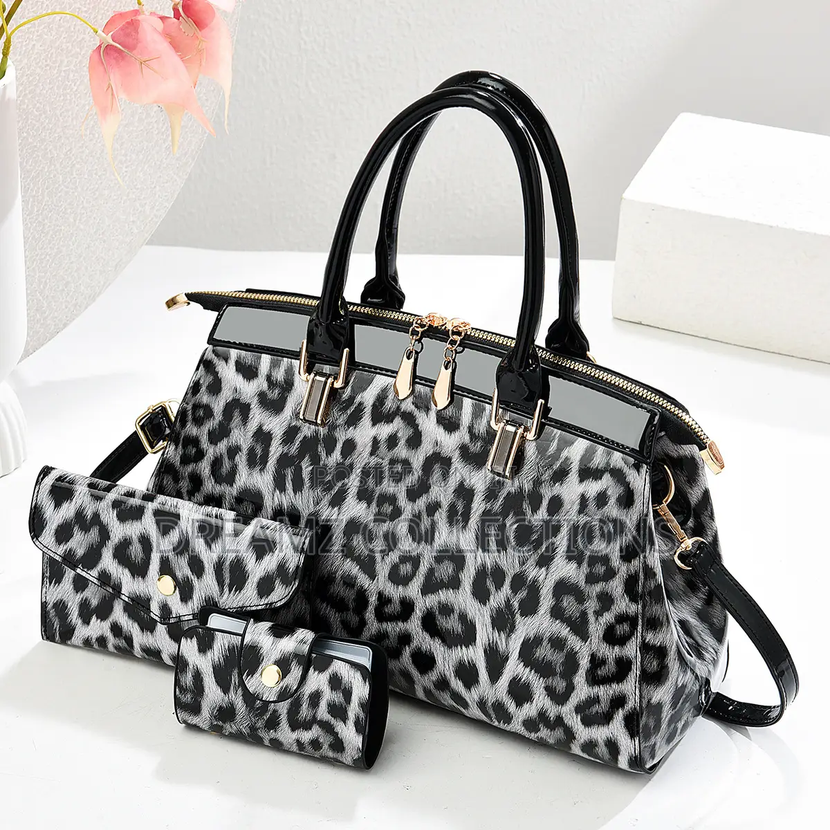 Leopard Print Handbag Set
